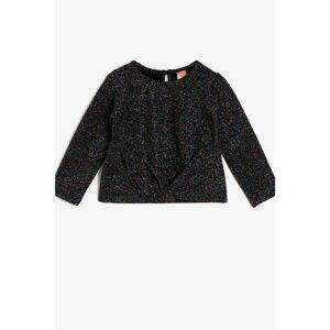 Koton Baby Girl Black Pleated Sweatshirt