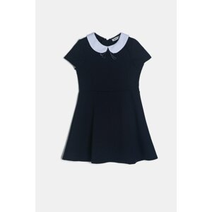 Koton Girl Navy Blue & White Baby Collar Dress