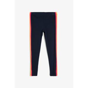 Koton Navy Blue Girl's Stripe Detailed Leggings