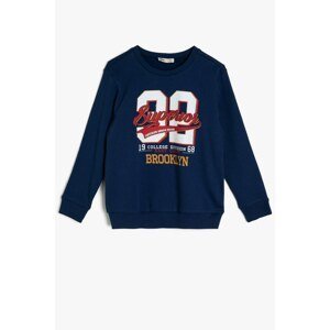 Koton Navy Blue Boy's Printed Sweatshirt