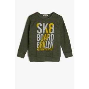 Koton Boy's Green Letter Printed Sweatshirt