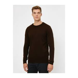 Koton Men's Brown Crew Neck Knitwear Sweater