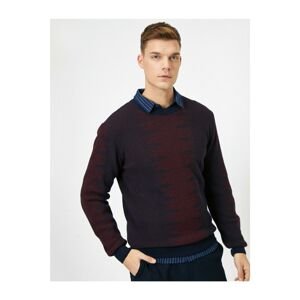 Koton Men's Claret Red Patterned Knitwear Sweater