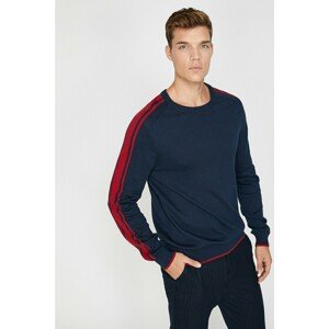 Koton Men's Navy Blue Striped Sweater