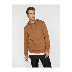 Koton Men's Brown Hooded Sweatshirt