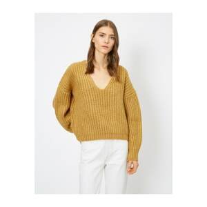 Koton Women's Yellow Knitted Knitwear Sweater