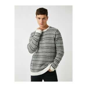 Koton Crew Neck Patterned Long Sleeve Knitwear Sweater