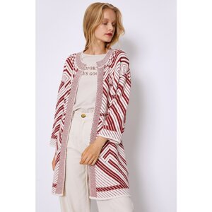 Koton Women's Red Patterned Cardigan