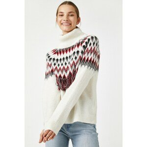Koton Women's Ecru Patterned Sweater