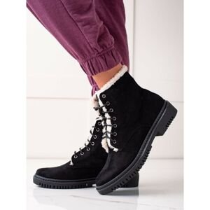 TRENDI TRAPPER ANKLE BOOTS WITH FUR ON THE UPPER