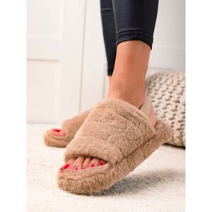 TRENDI BROWN SLIPPERS ON AN ELASTIC BAND