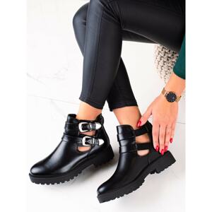 BESTELLE BLACK BOOTIES WITH BUCKLE