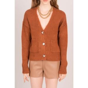 Brick red cardigan with V-neck BSL