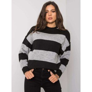 Ladies' gray and black striped sweater