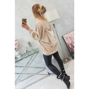 Beige Oversize V-neck Sweatshirt