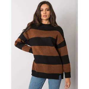 Ladies' brown and black striped sweater