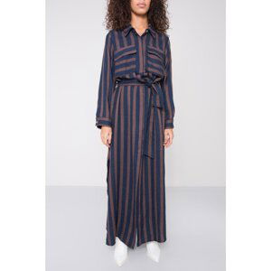 BSL Brown and navy blue striped dress