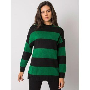Women's green and black striped sweater