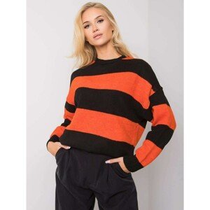 Orange and black striped sweater for women