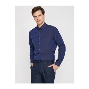 Koton Men's Navy Blue Classic Collar Shirt