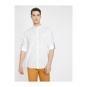 Koton Men's White Long Sleeved Collar Collar Shirt