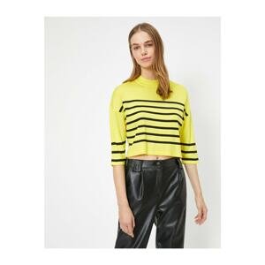 Koton Women's Yellow Patterned Sweater