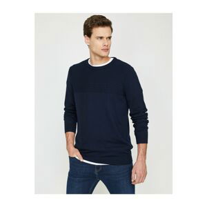 Koton Men's Navy Blue Patterned Knitwear Sweater