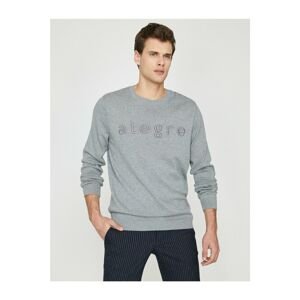 Koton Men's Gray Printed Knitwear Sweater