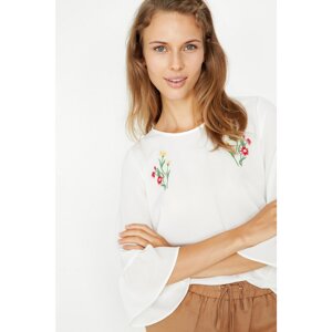 Koton Women's White Embroidered Detailed Blouse