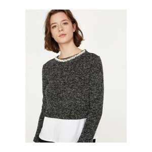 Koton Women's Gray Pearl Detailed Sweater