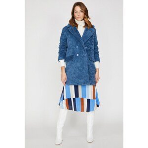 Koton Women's Blue Pocket Detailed Coat