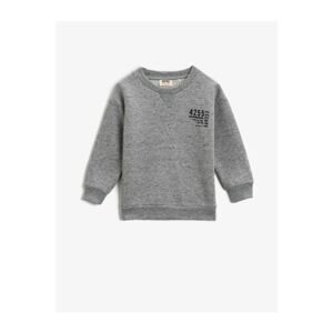 Koton Boys Gray Melange Printed Sweatshirt Long Sleeve Crew Neck