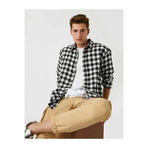 Koton Men's Black Plaid Check Shirt