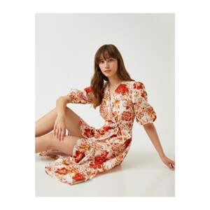 Koton Floral Patterned Balloon Sleeve Dress