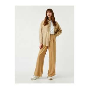 Koton High Waist Trousers Front Pleated Wide Leg