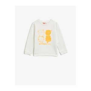 Koton Girl's Cotton Glittery Printed Long Sleeve Crew Neck Sweatshirt