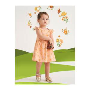 Koton Baby Girl Orange Patterned Floral Dress Cotton