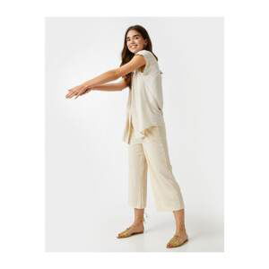 Koton Wide Leg Pants with Elastic Waist Pockets