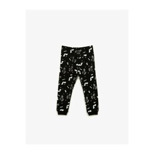 Koton Baby Girl Black Unicorn Printed Cotton Normal Waist Sweatpants