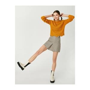 Koton Women's Yellow Long Sleeve Crew Neck Asymmetrical Detailed Knitwear Sweater