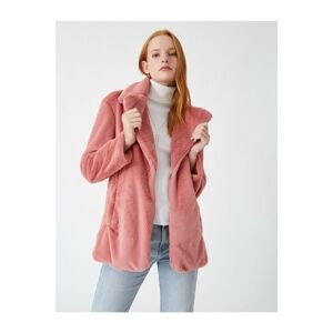 Koton Women's Pink Oversize Faux Fur Coat