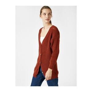 Koton V-Neck Buttoned Knitwear Cardigan Sweater.