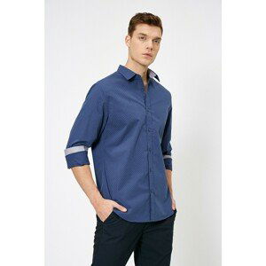 Koton Men's Half Italian Collar Minimal Printed Smart Shirt