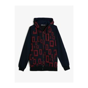 Koton Men's Navy Blue Hooded Cardigan