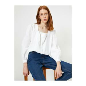 Koton Women's White Button Detailed Blouse