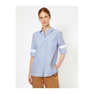 Koton Women's Navy Blue Striped Shirt