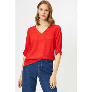 Koton Women's Red V-Neck Blouse