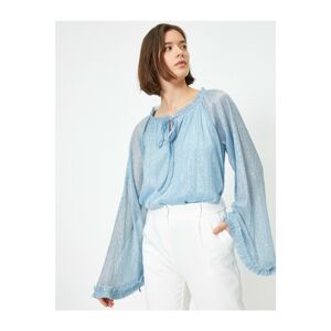 Koton Women's Blue Ruffle Blouse