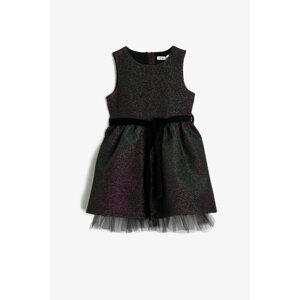 Koton Girl Green Glitter Detailed Dress