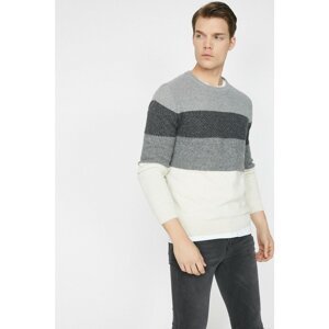 Koton Men's Gray Color Block Sweater
